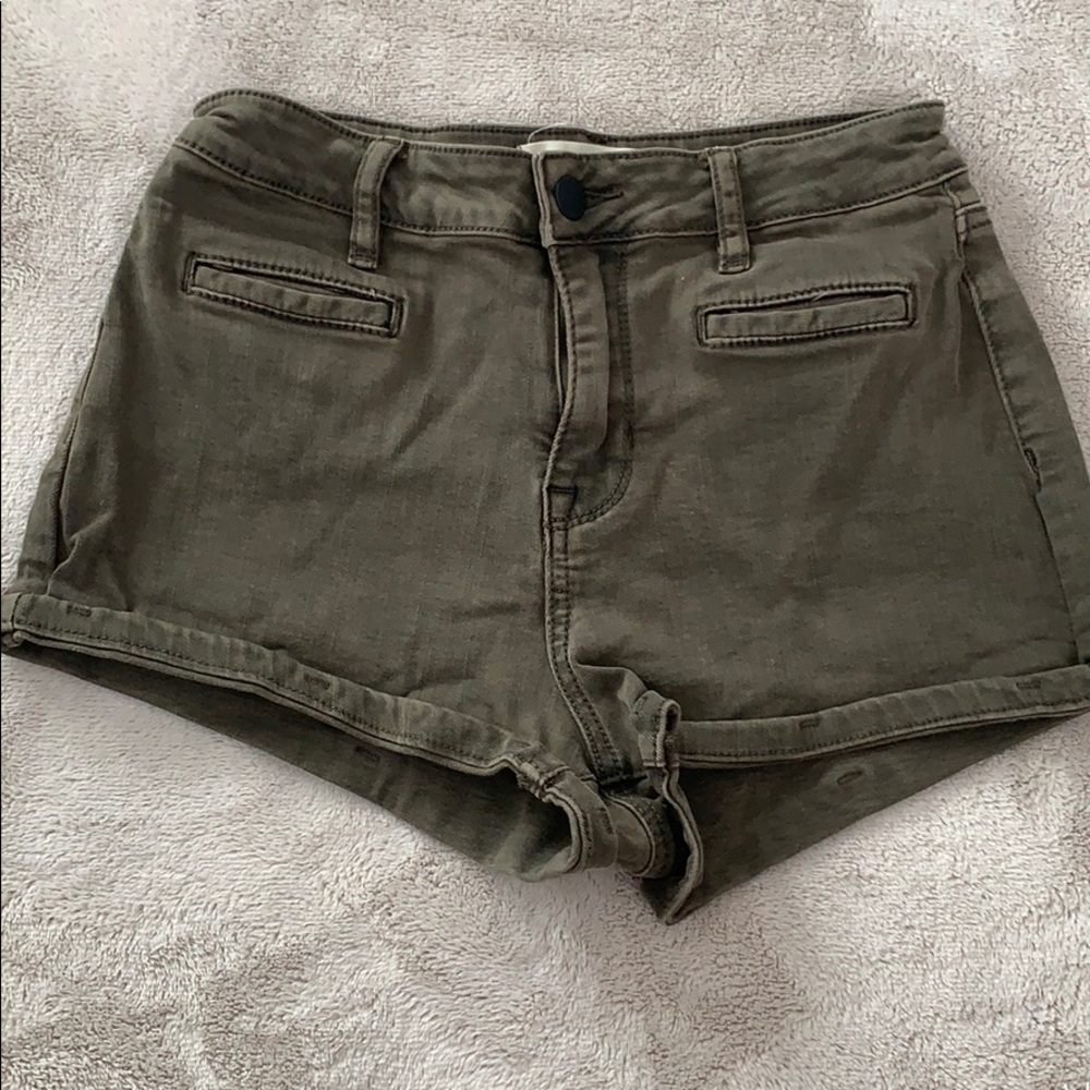 army green jean shorts